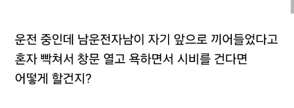 운전하다가 남운전자남이 시비걸면 어떻게 할건지? 달글1