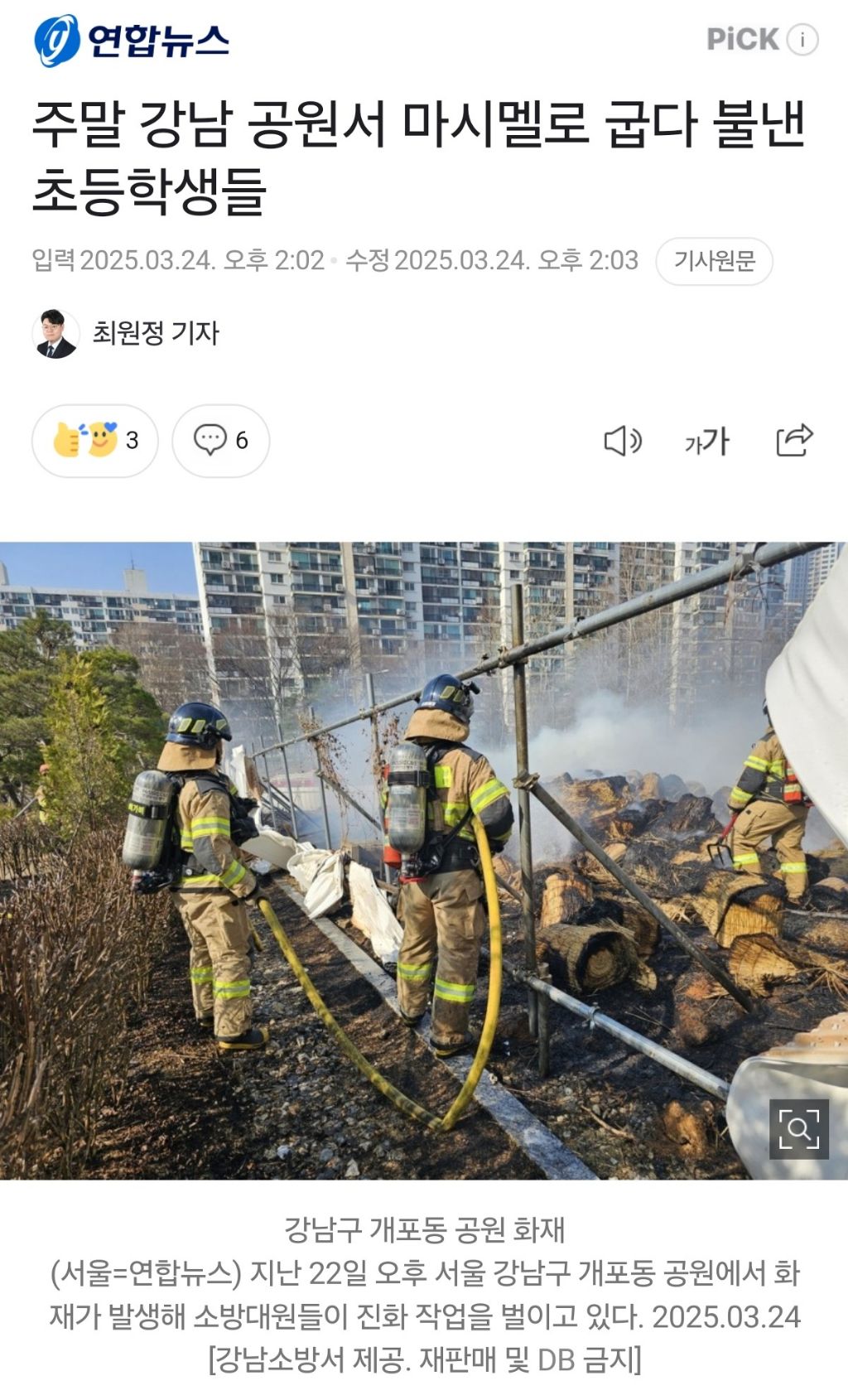 주말 강남 공원서 마시멜로 굽다 불낸 초등학생들 | 인스티즈