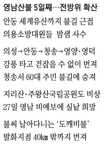 하회마을·병산서원 코앞까지 닥친 산불 … 경북 주민 수천명 대피 | 인스티즈