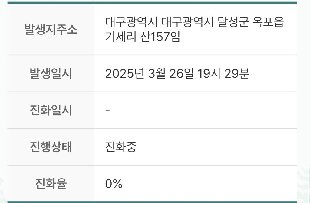 대구광역시 달성군 옥포읍 산불 진화중 | 인스티즈