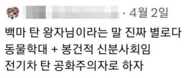  백마탄 왕자라는 용어가 별로라는 사람1