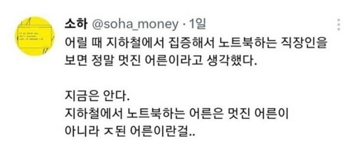  지하철에서 노트북 하는 직장인을 보면