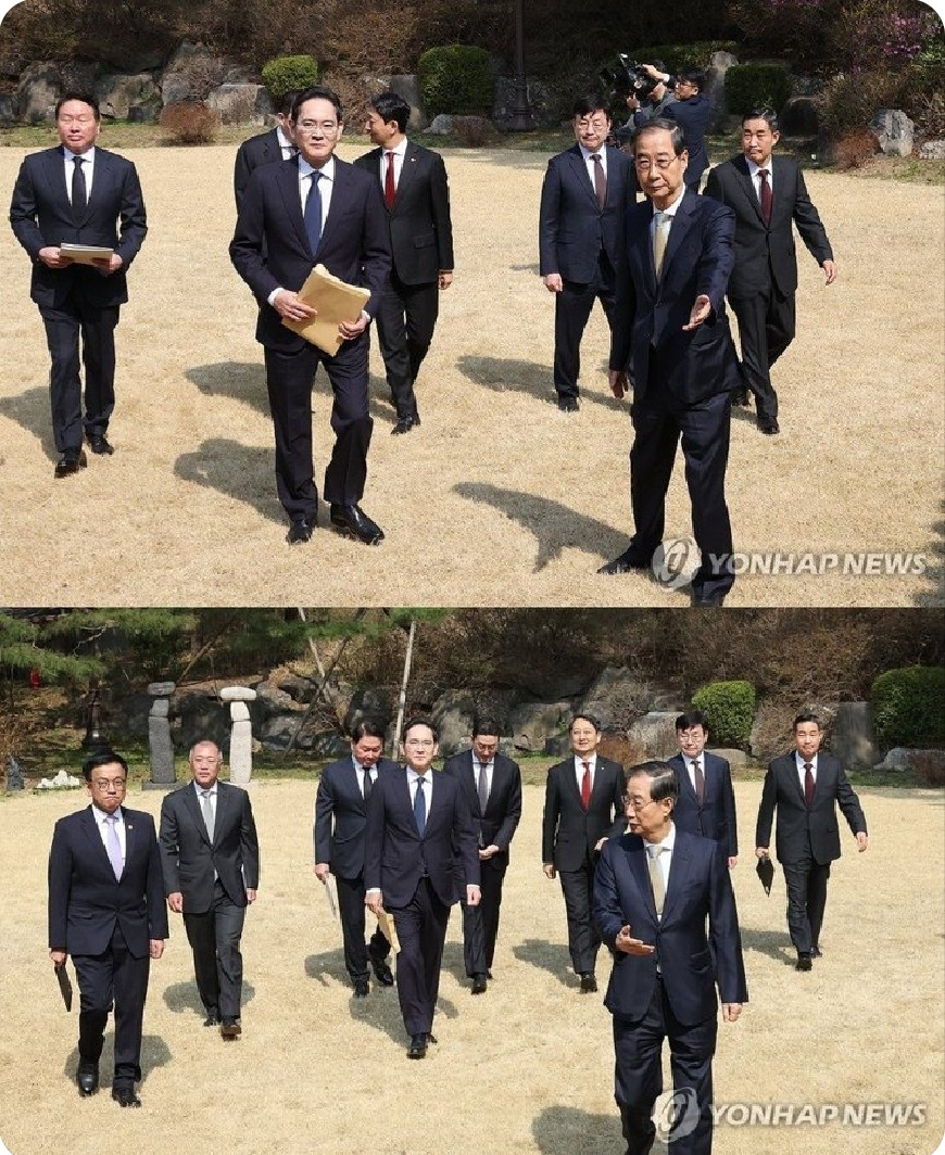  이재용 오늘 한덕수 만날때랑 열흘전 재명이 만날때 표정차이봐