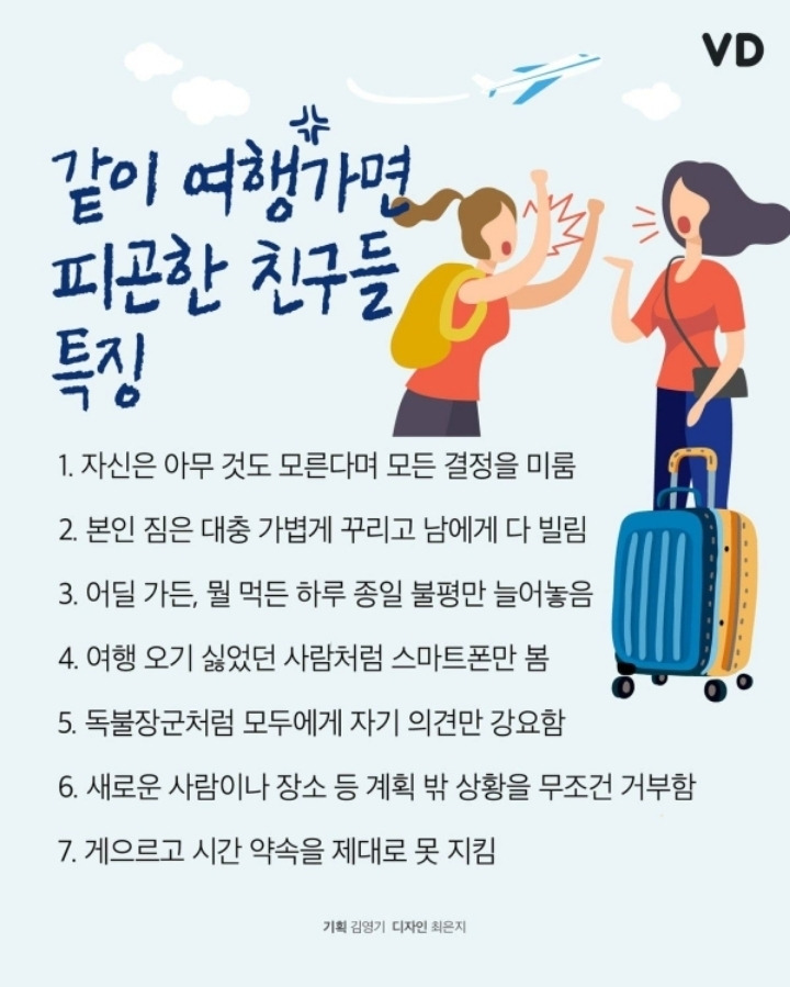  같이 여행가면 피곤한친구 특징