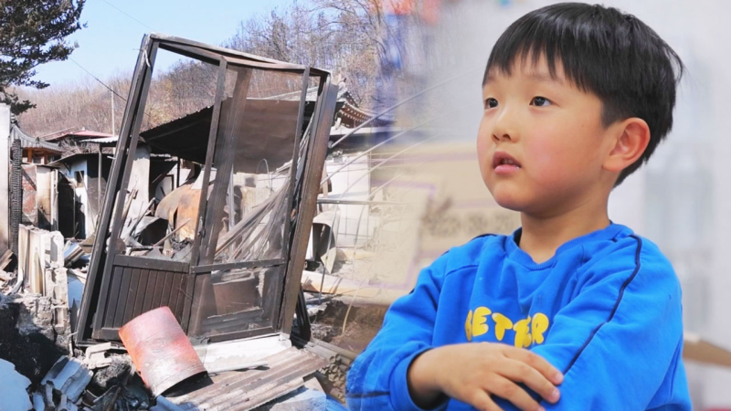 [밀착카메라] 어른 양말 신고 '씩씩'…산불로 집 잃은 7살 결이의 희망찾기 | 인스티즈