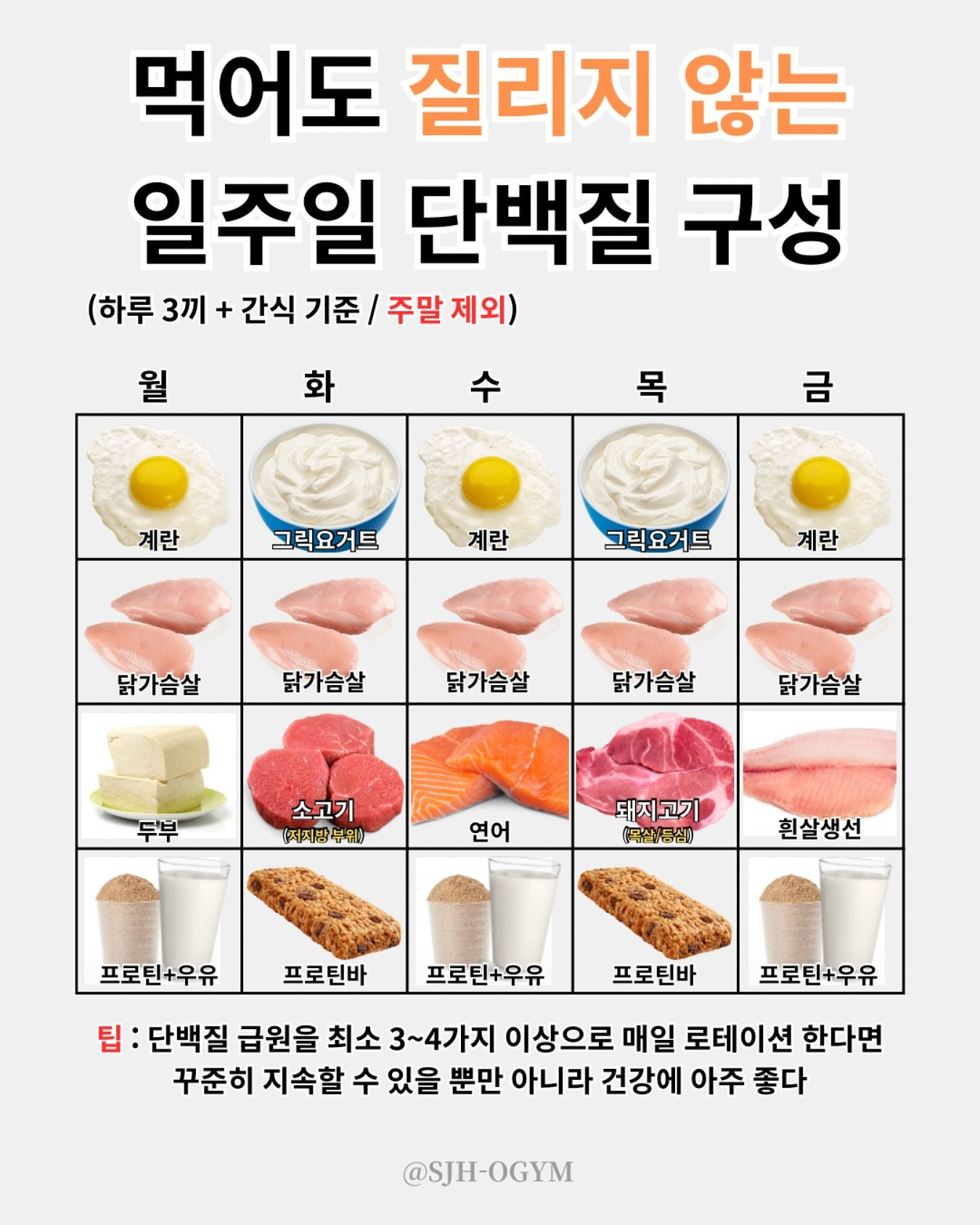  먹어도 질리지 않는 일주일 단백질 구성1