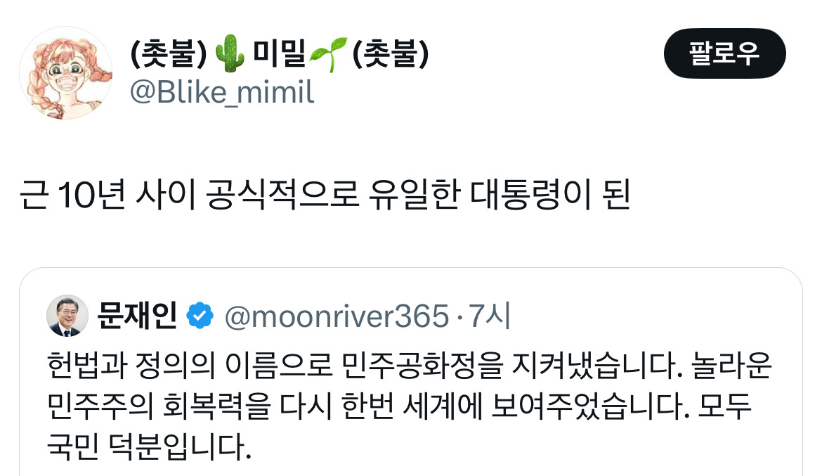 무정부가 되면 환율이 떨어지는 나라가 있습니다 바로 대한민국입니다 탄핵 기념 트위터 모음 2️⃣ .twt | 인스티즈