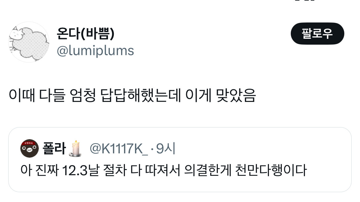 무정부가 되면 환율이 떨어지는 나라가 있습니다 바로 대한민국입니다 탄핵 기념 트위터 모음 2️⃣ .twt | 인스티즈