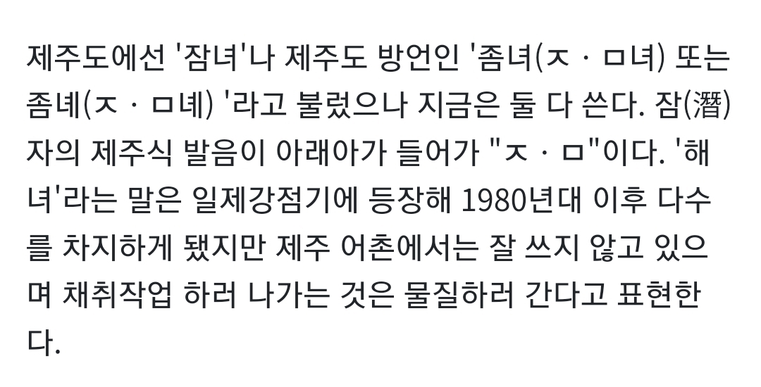 해녀는 일본 잔재 식민지 단어.jpg | 인스티즈