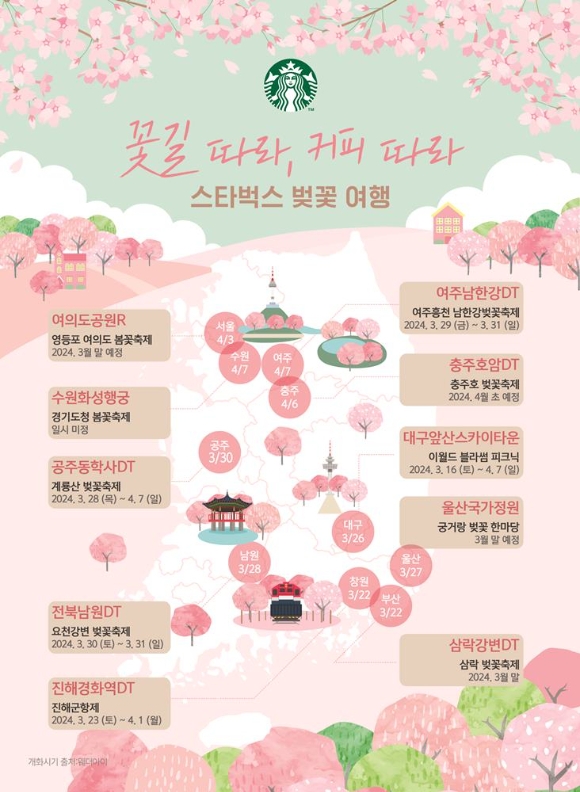  스타벅스가 알려주는 벚꽃 뷰 좋은 10개 지점..JPG