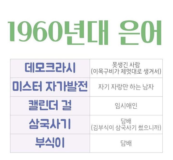 1960년대 은어 | 인스티즈