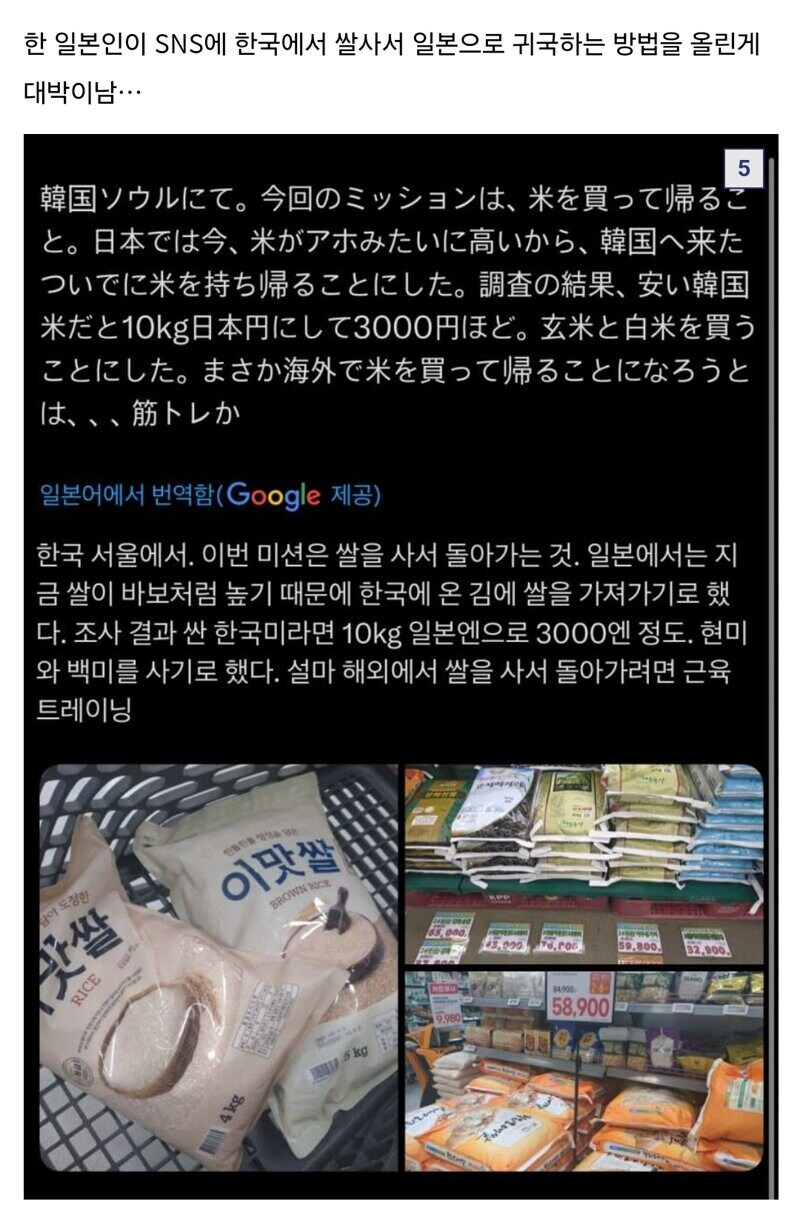 일본의 쌀 가격때문에 한국에서 쌀 사가는 일본인들 | 인스티즈