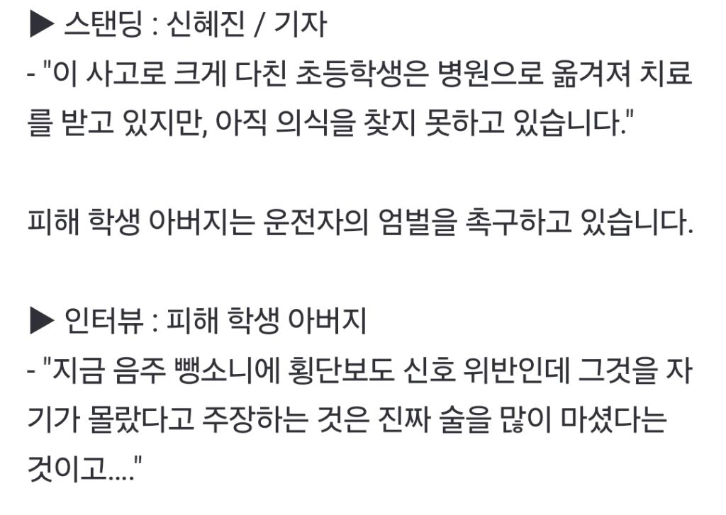 횡단보도서 초등생 치고 달아난 50대…음주운전 드러나 | 인스티즈
