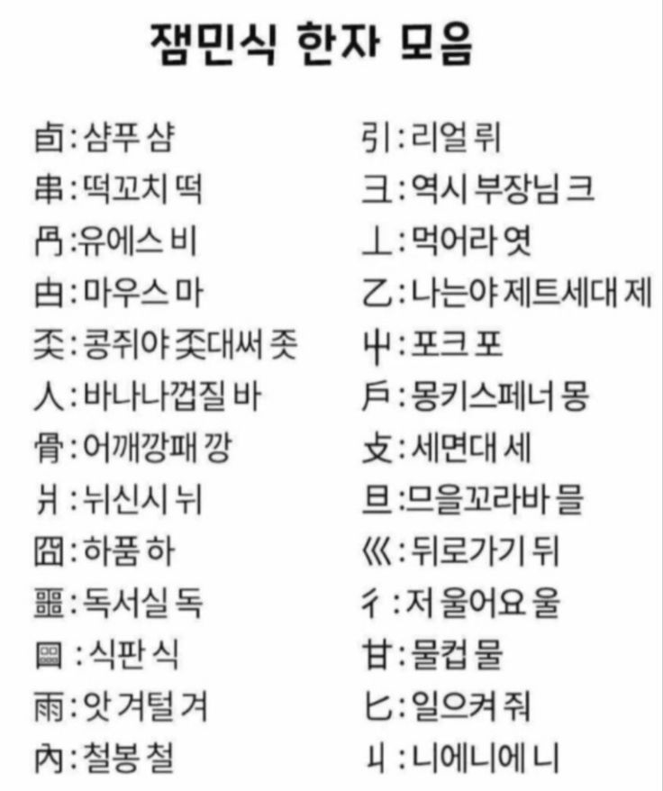  잼민식 한자