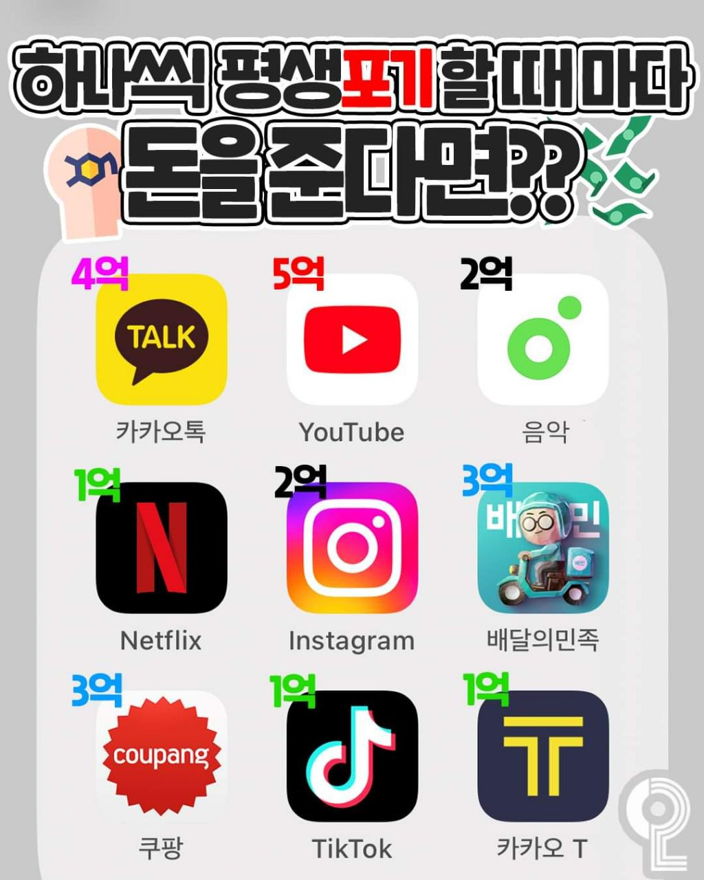  하나씩 평생 포기할때마다 돈을 준다면?