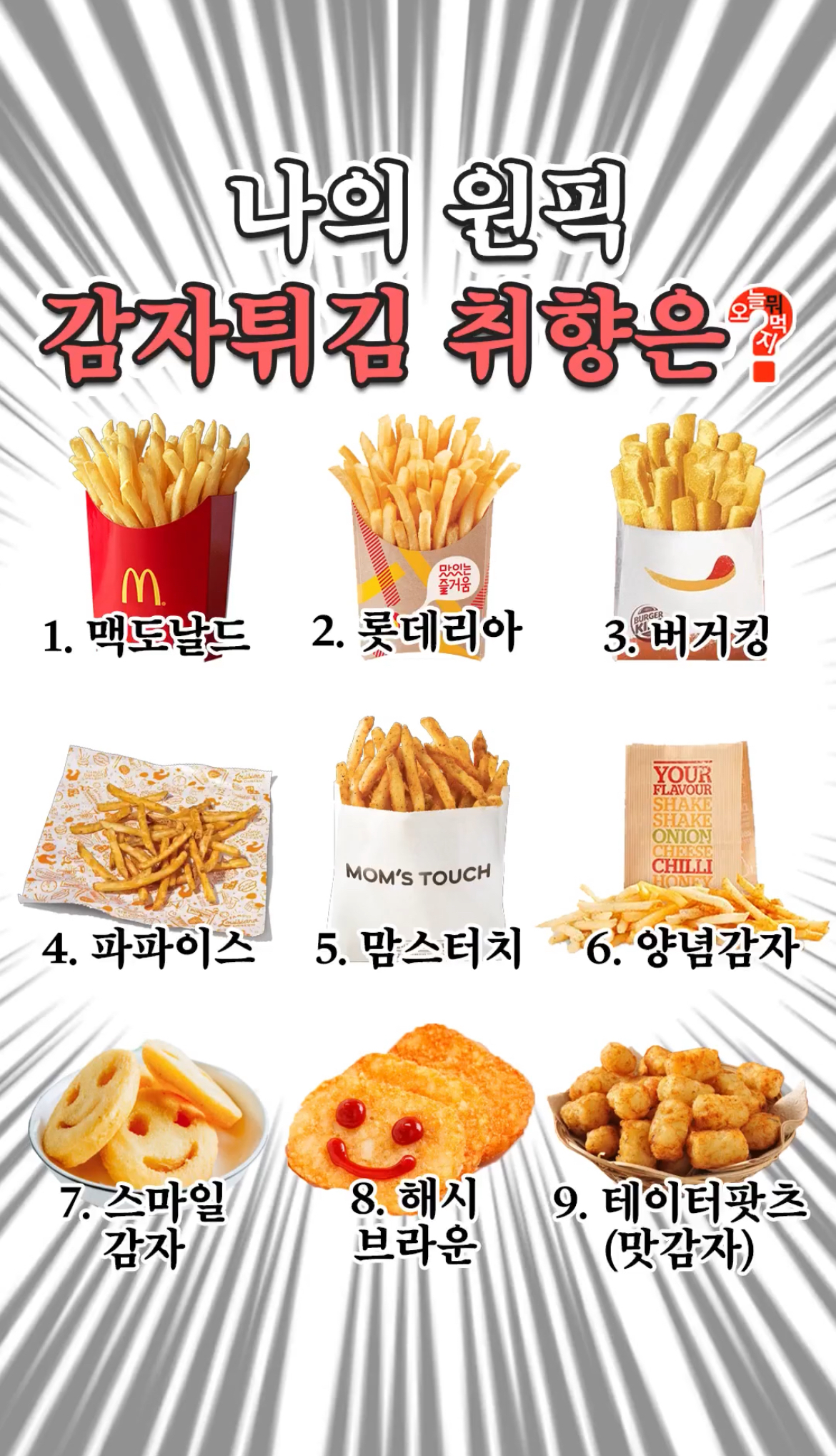  나의 원픽 감자튀김 취향은?