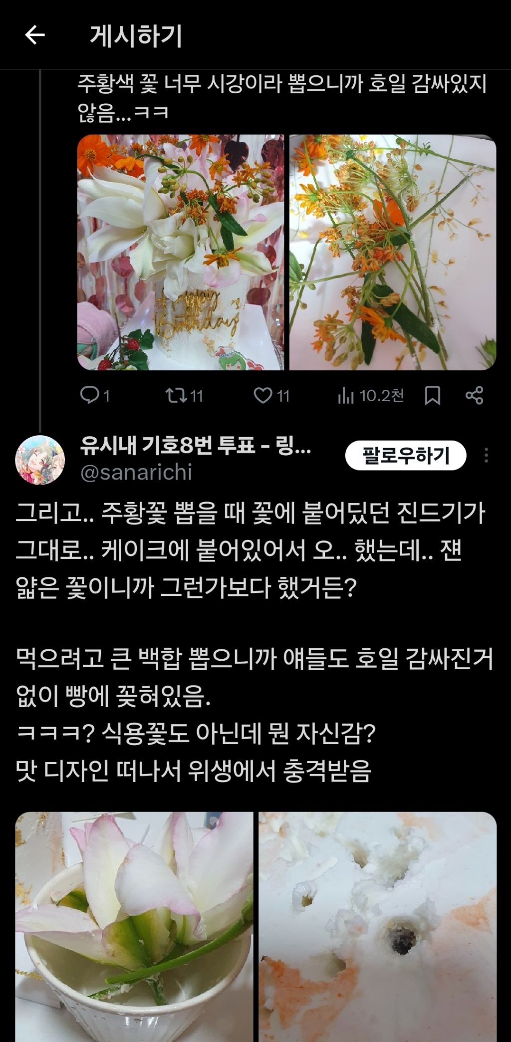 생화 케이크 사먹지 마세요.twt | 인스티즈