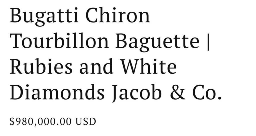 Jacob & Co의 Bugatti Chiron 바게트 브레이슬릿 (시계) | 인스티즈