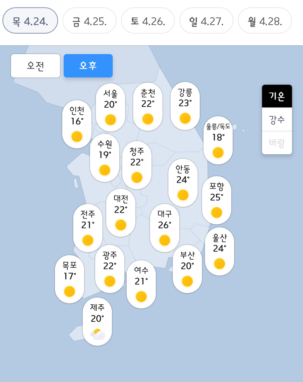 수욜 오후~다음주 월욜 날씨 | 인스티즈
