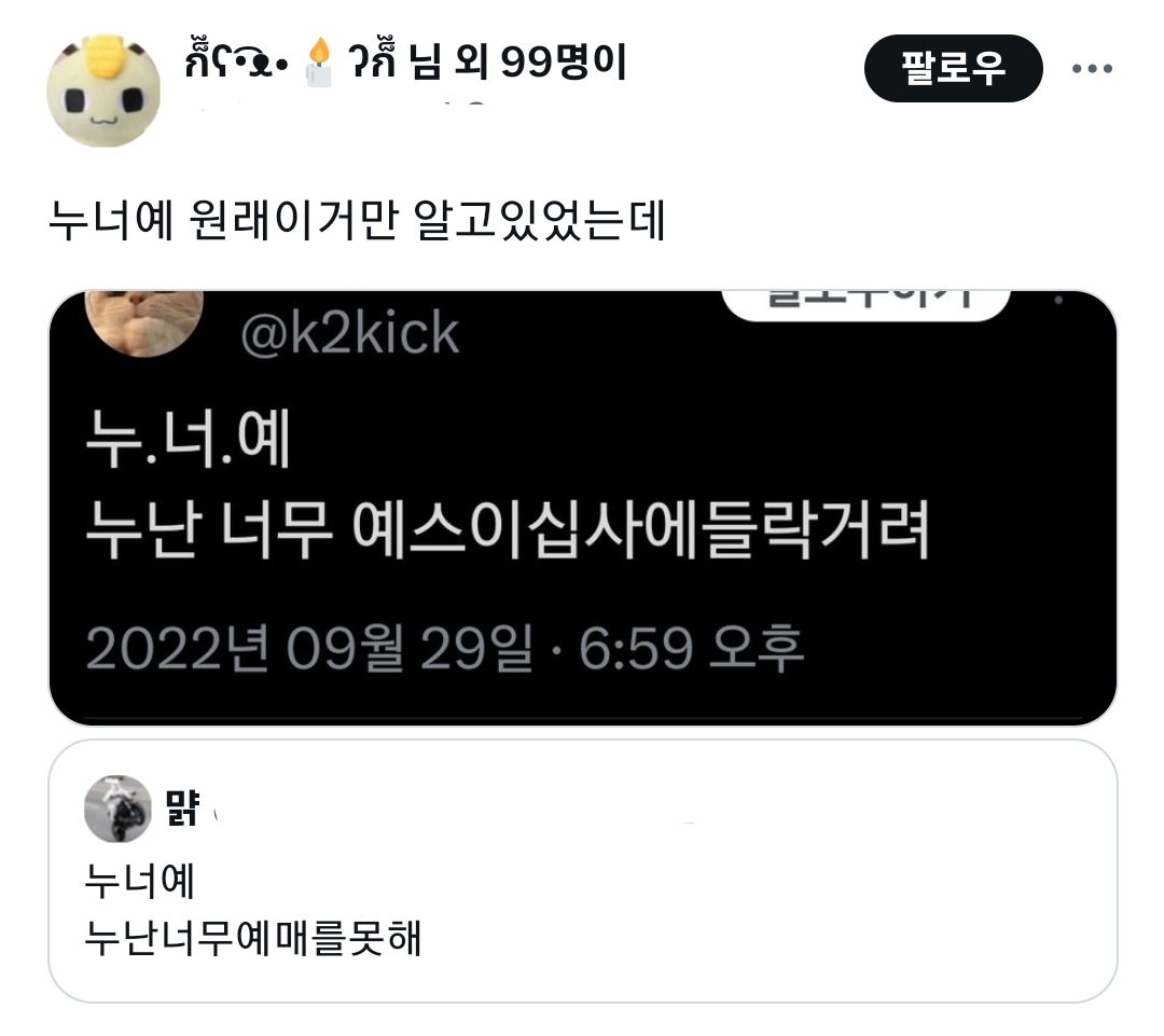 @누너예 새로운 뜻 | 인스티즈