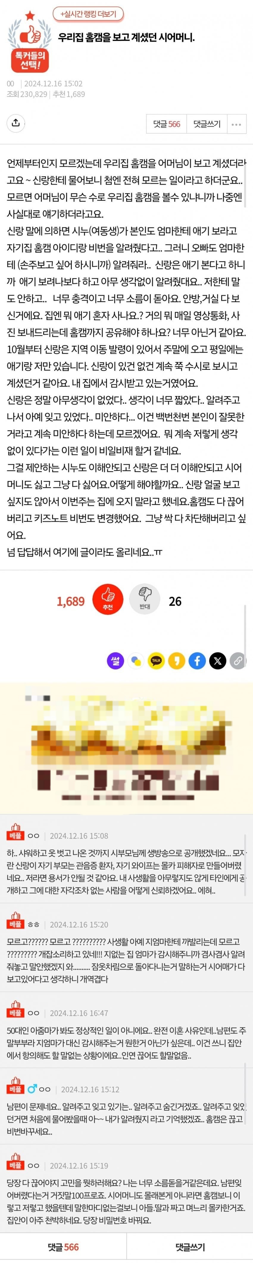  우리집 홈캠을 보고 계셨던 시어머니3