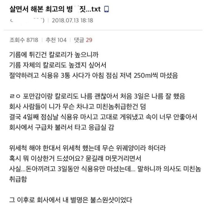어느 디시인이 살면서 해본 최고의 병ㅅ짓