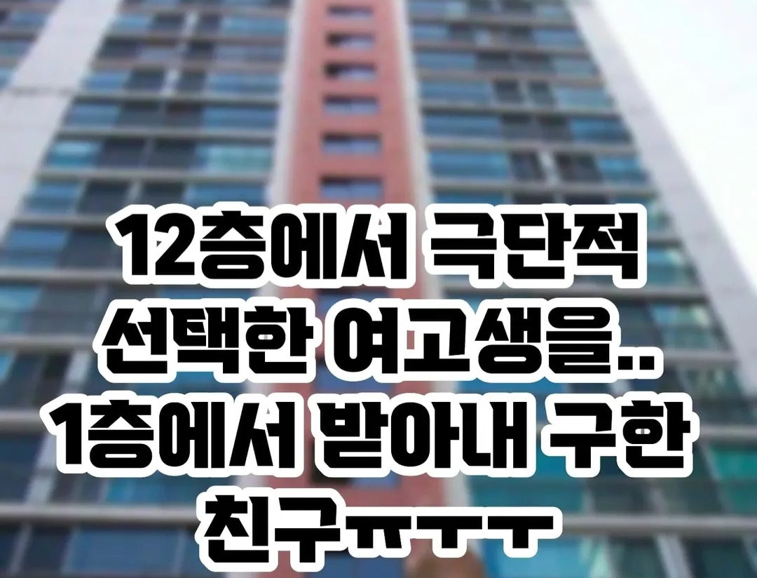  12층에서 뛰어내린 여고생을 받아낸 친구