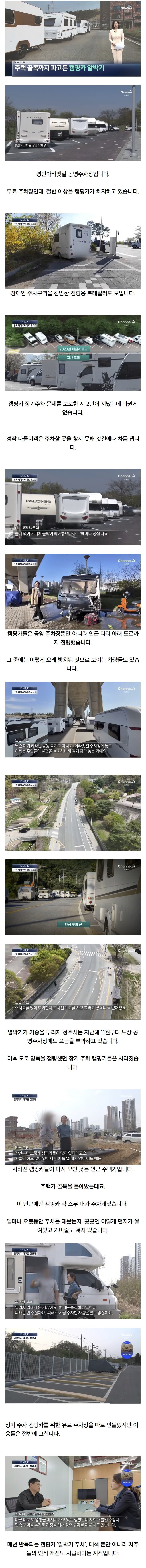  주택 골목까지 파고든 캠핑카 알박기