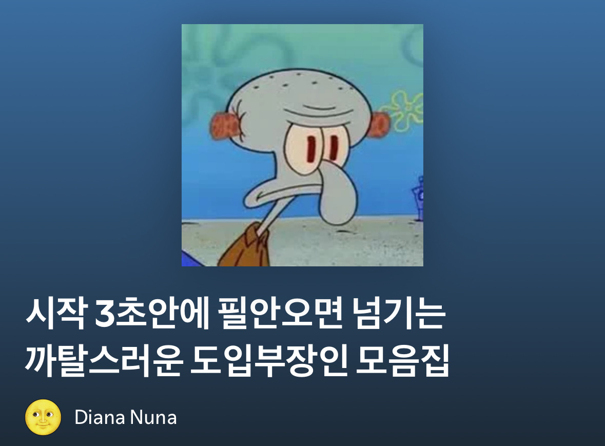  시작 3초 안에 필 안오면 넘기는 사람의 플레이리스트