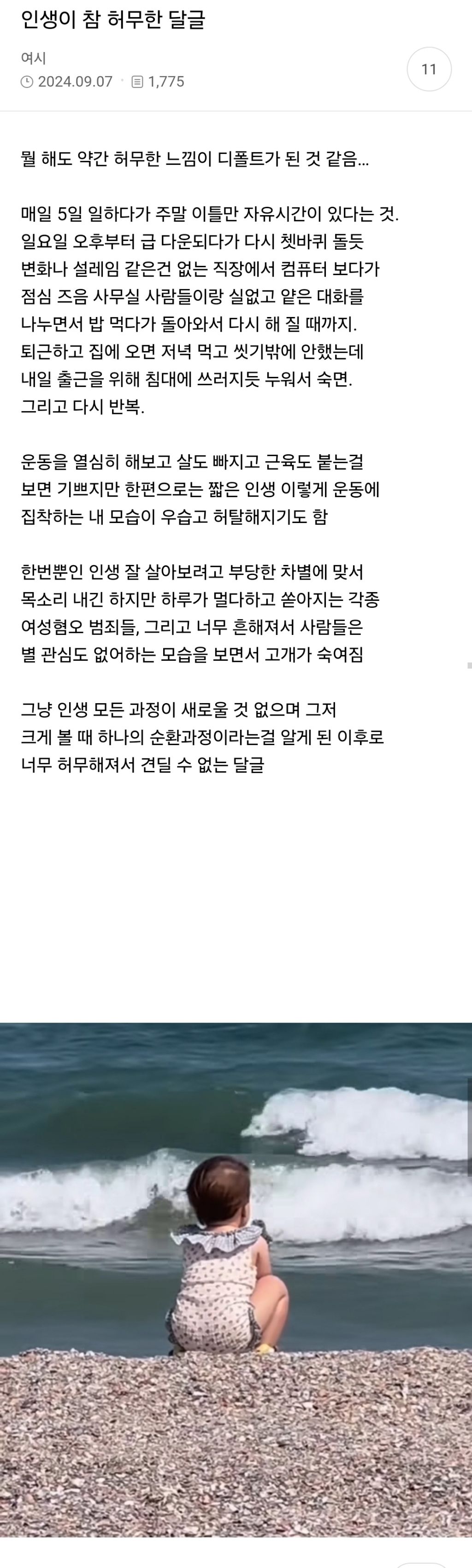  인생이 참 허무한 달글