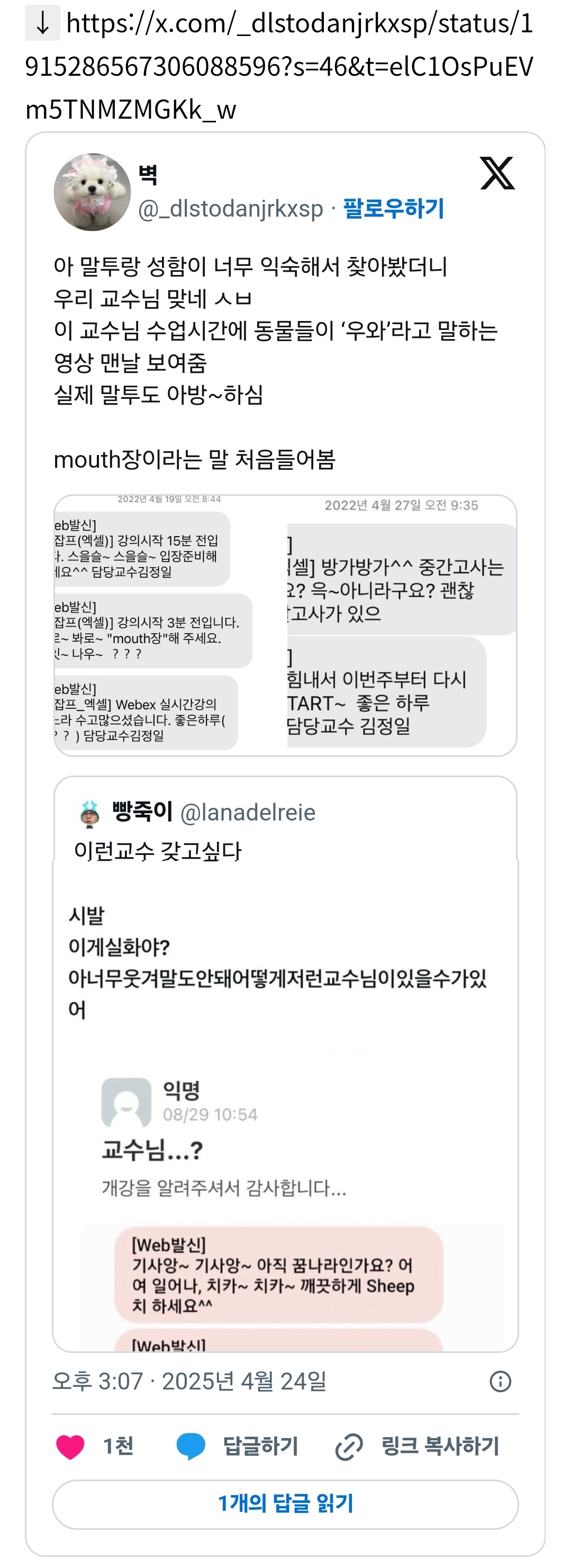 요즘 트위터에서 핫한 김정일 교수님 | 인스티즈