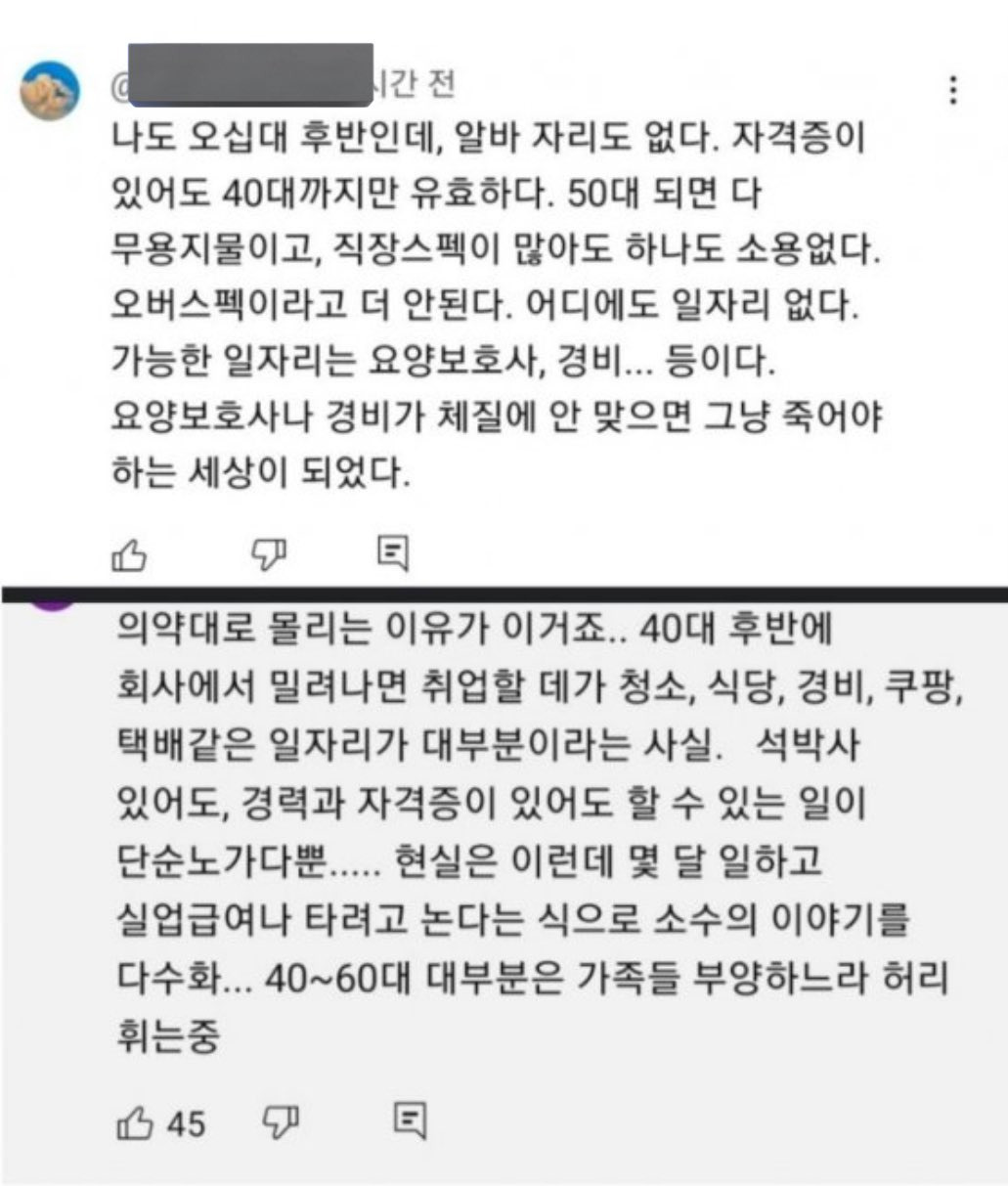  현재 심각하다는 50대 후반들의 상황