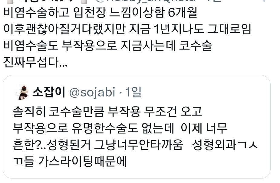 성형 정병 상담러가 된 진수 친구 덕에 붐업된 각종 성형 부작용들 이야기.twt | 인스티즈