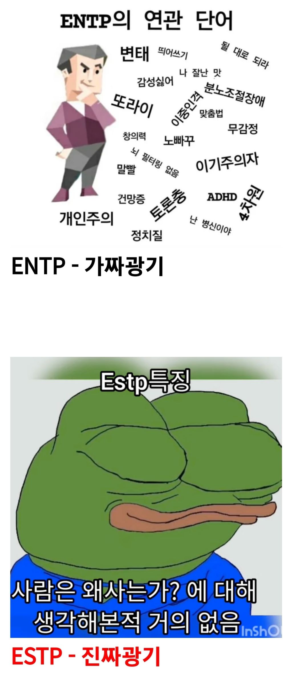MBTI 가짜광기와 진짜광기 | 인스티즈