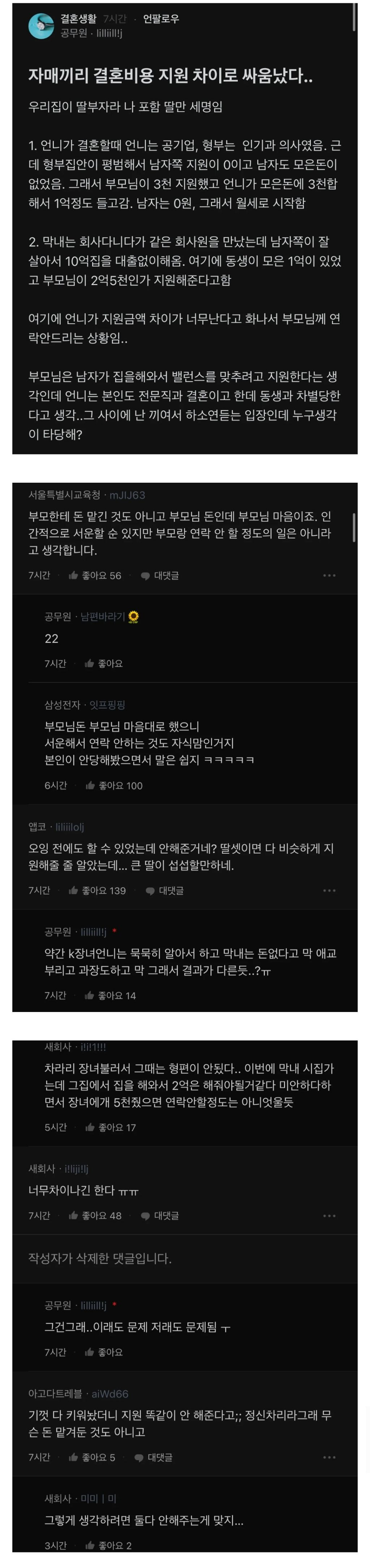 자매끼리 결혼 비용 지원 차이나서 인연 끊을 상황까지 감 | 인스티즈