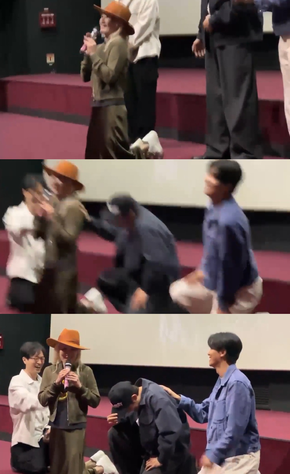  오늘 파과 무대인사에서 무릎 꿇은 이혜영 배우1