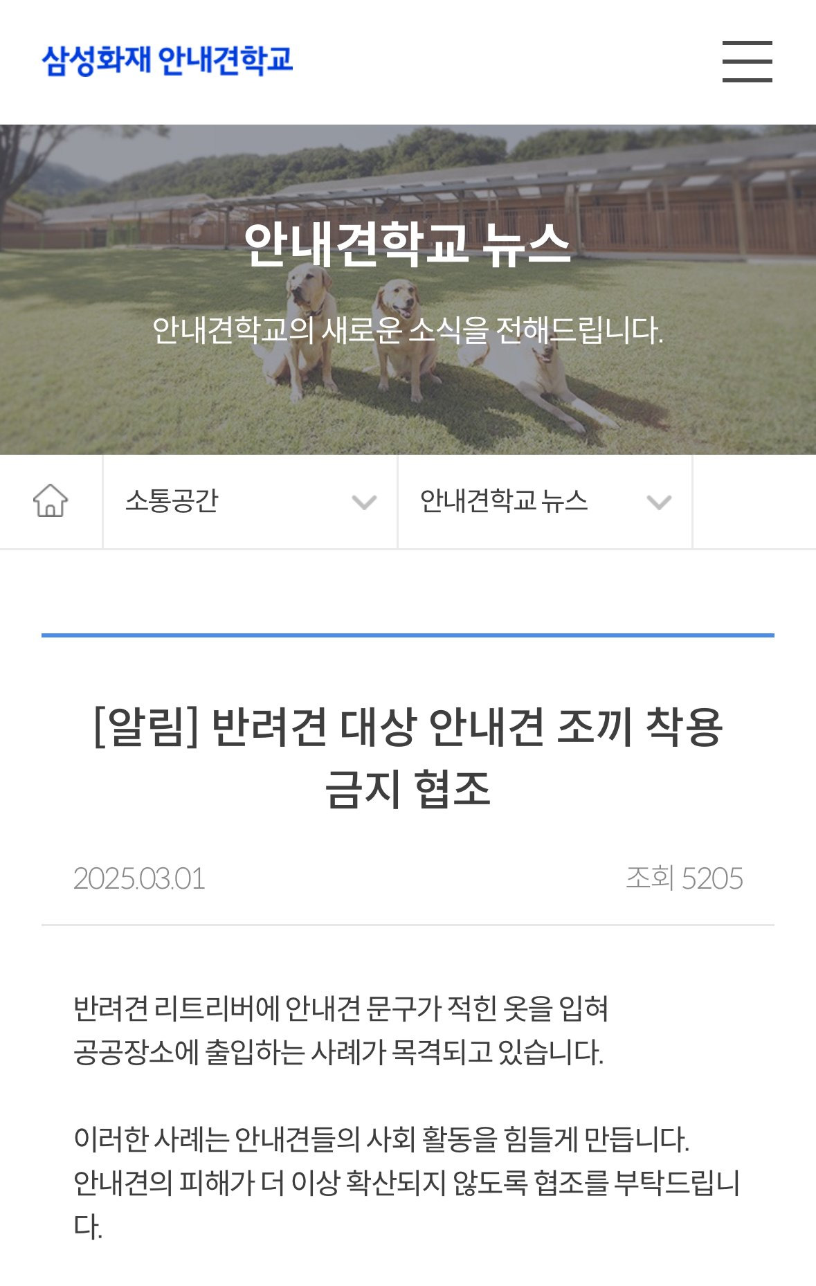  삼성화재 안내견 학교 근황