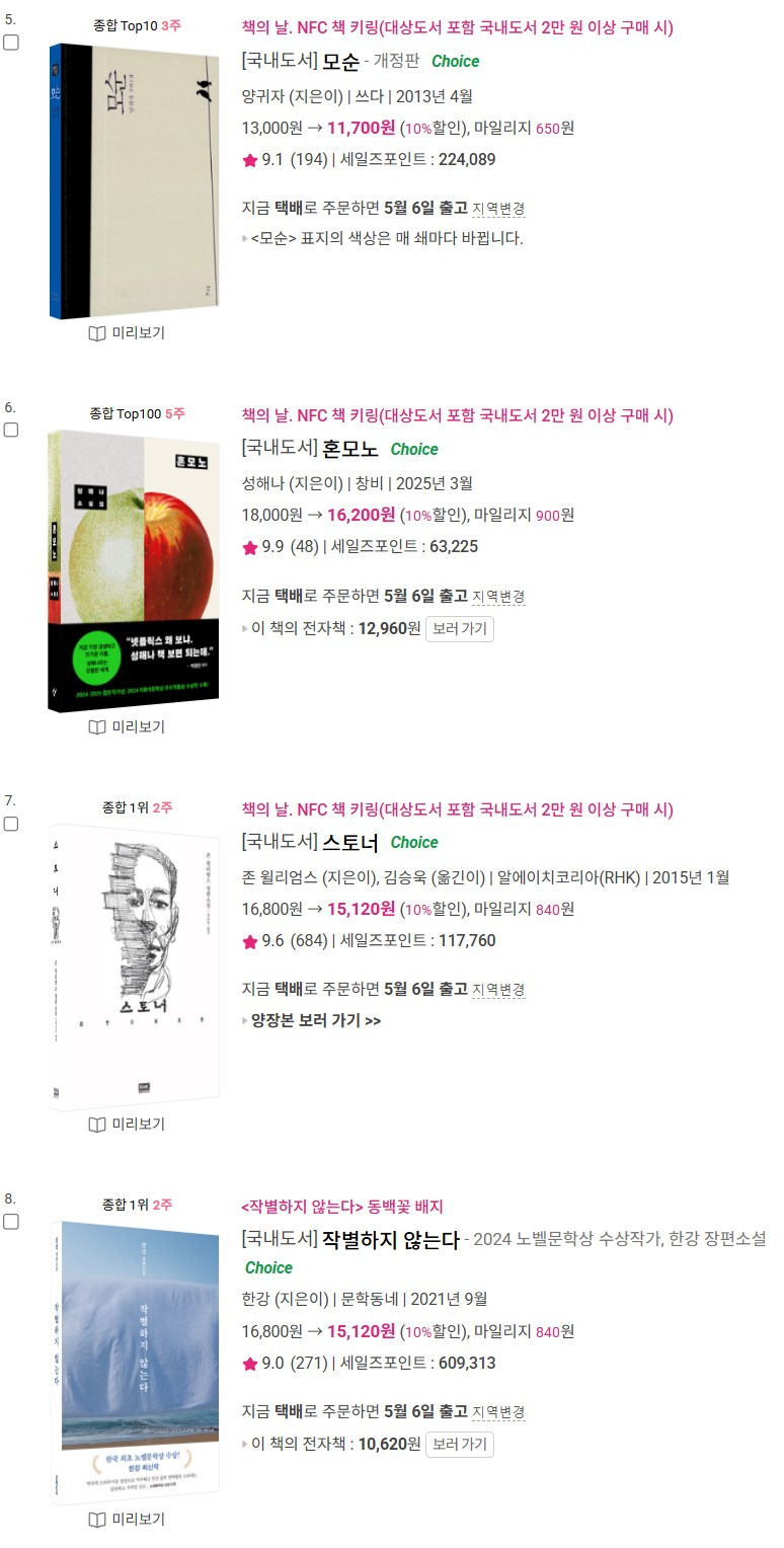 알라딘 소설 주간 베스트셀러 | 인스티즈