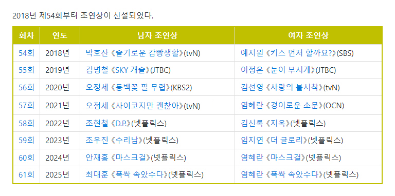  염혜란 백상예술대상 TV부문 조연상 3회 수상1