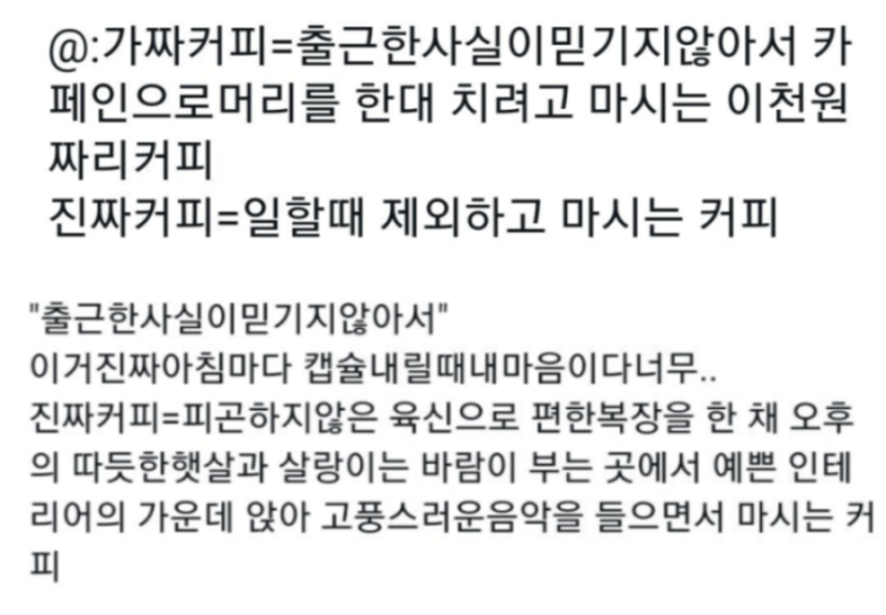  진짜 커피 vs 가짜 커피