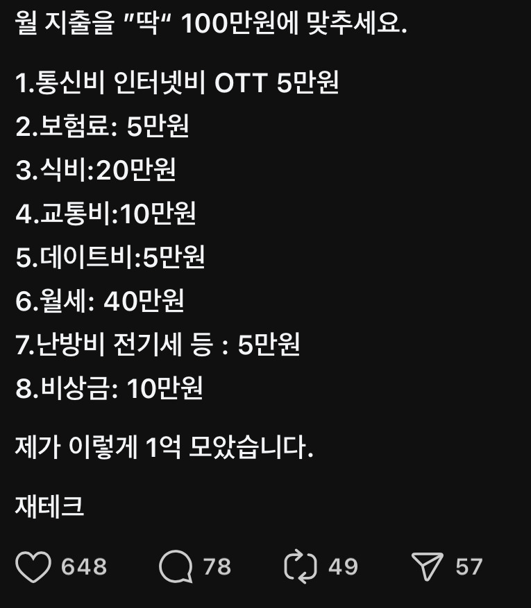  월 지출을 딱” 100만원에 맞추세요11