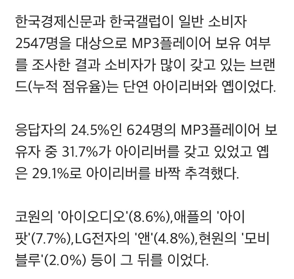 2000년대 중후반 대한민국 MP3 시장에서 쌍끌이로 잘나갔던 브랜드 TOP 2...jpg | 인스티즈