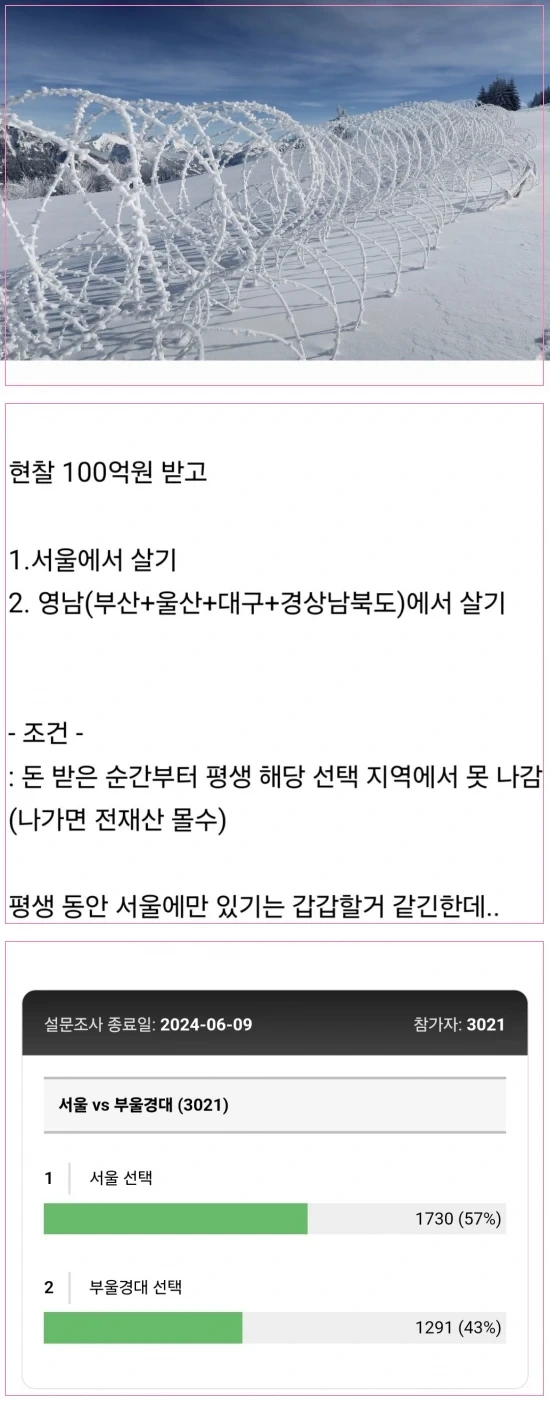 평생 서울에서 살기 vs 경상도에서 살기 | 인스티즈