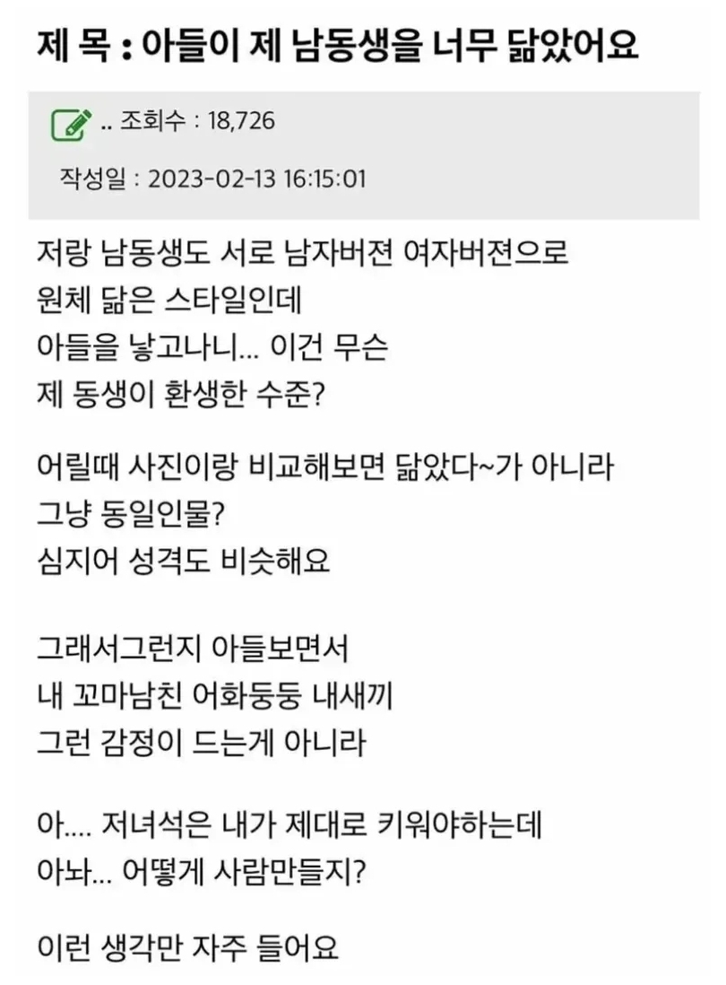  아들이 제 남동생을 너무 닮았어요2