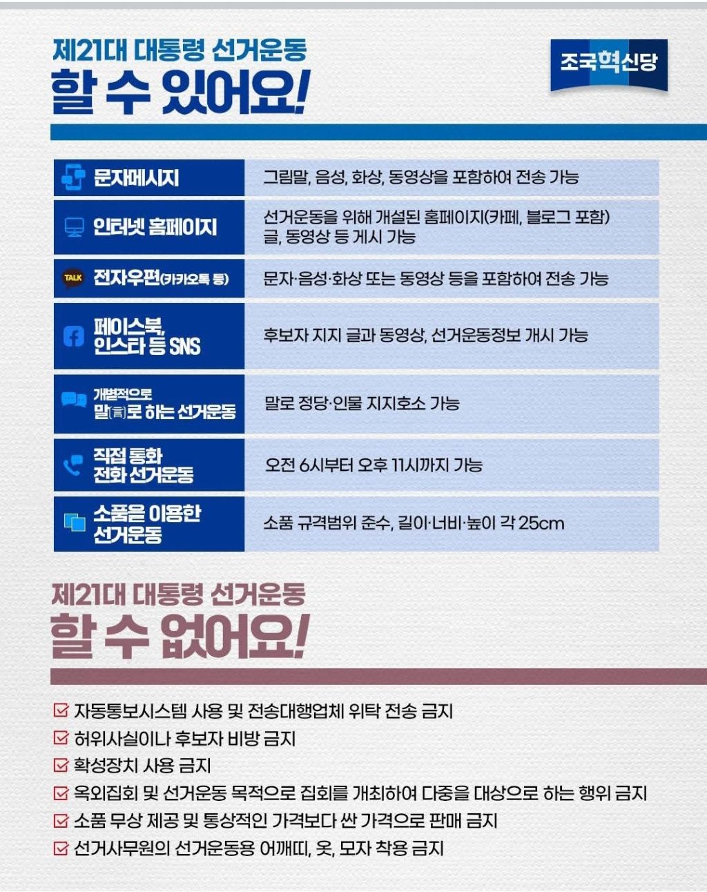 조국혁신당이 알려주는 선거운동 가이드 | 인스티즈