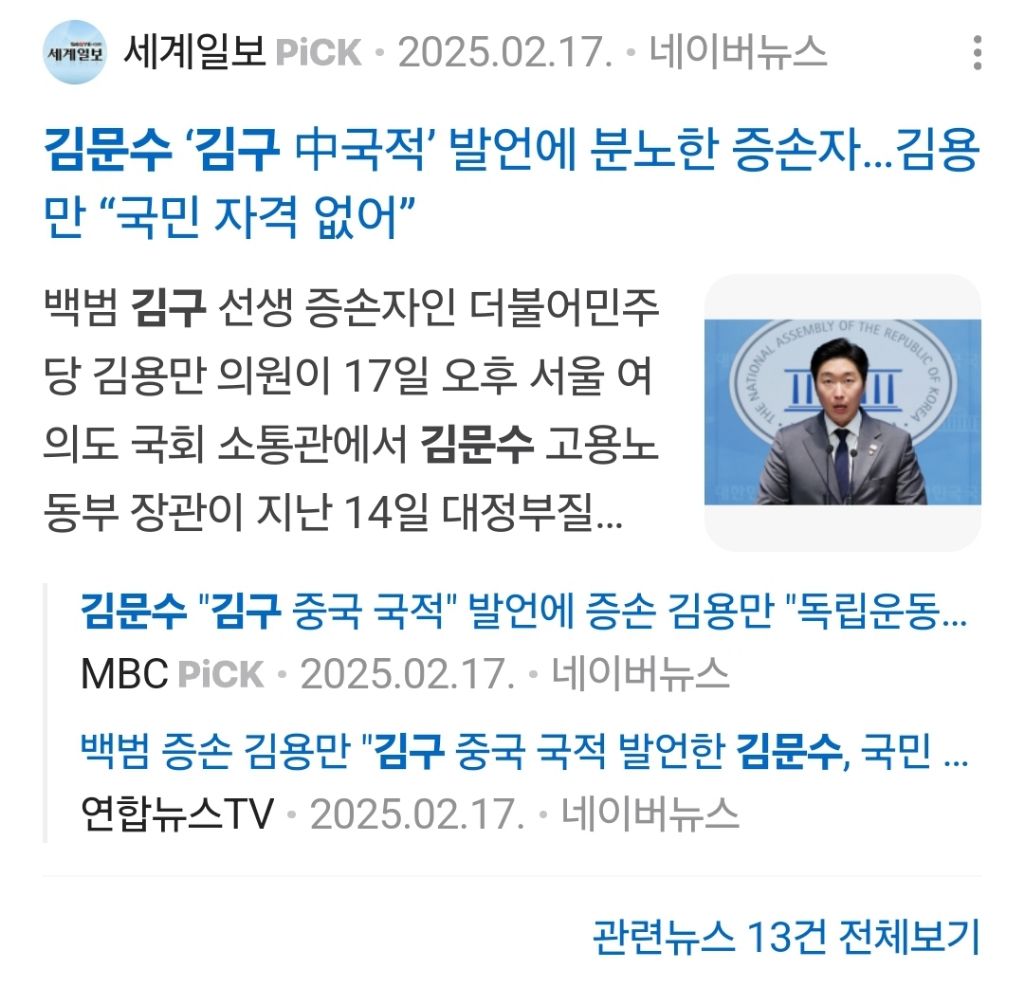 "극우냐 보수냐" 김문수 향해 쏟아진 질문김문수 "김구, 중국 국적설도" | 인스티즈