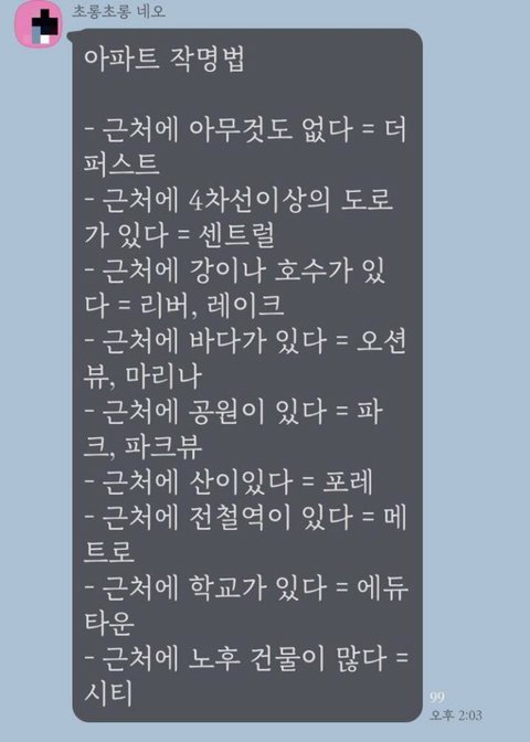  아파트 작명법