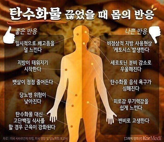  탄수화물 끊었을때의 몸의 반응1