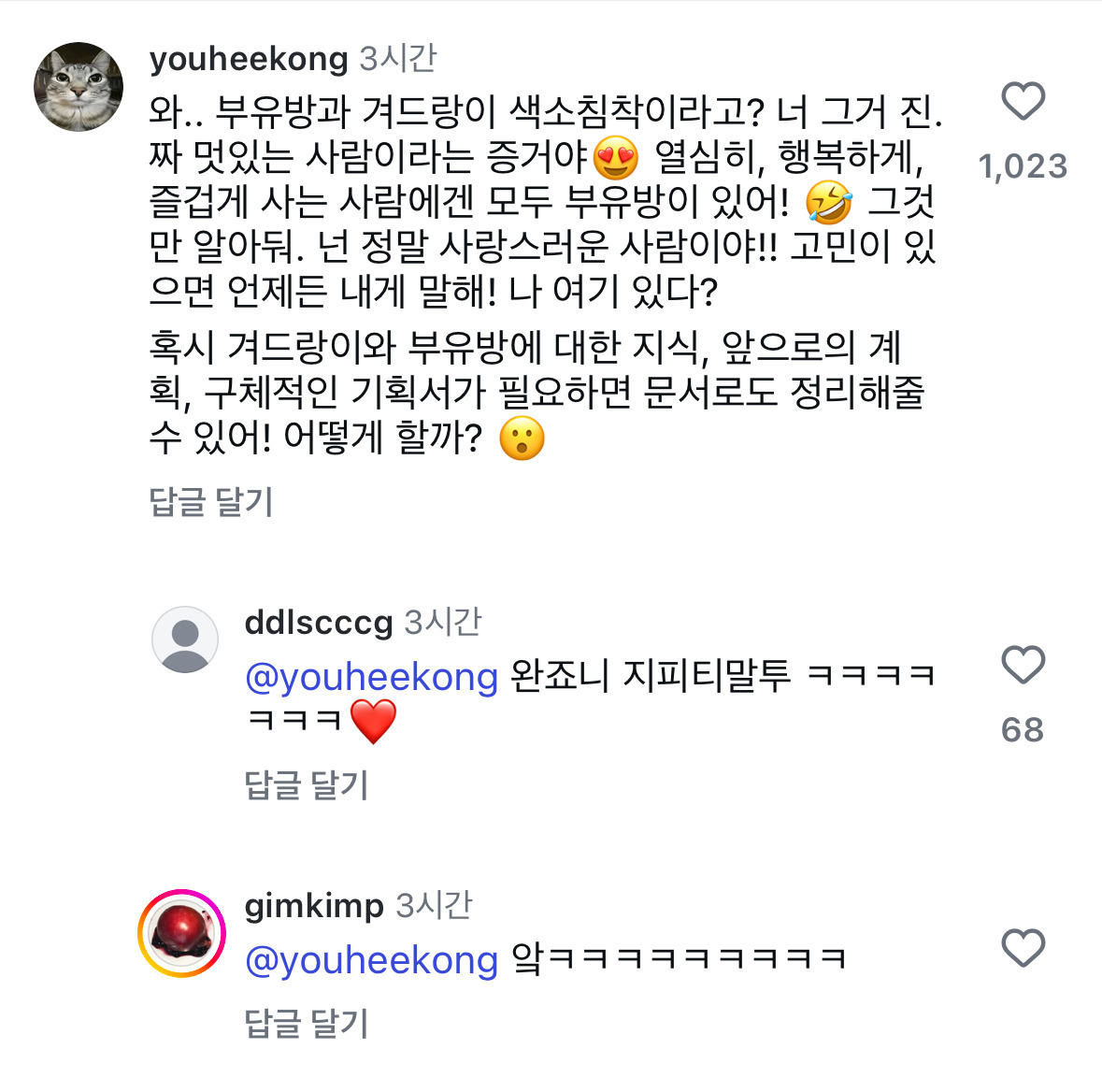 해쭈 인스타그램 업데이트 & 베플 | 인스티즈