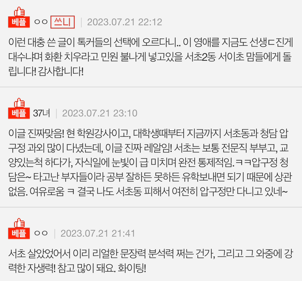 서이초 사건 당시 화제였던 서초구 30년 산 사람의 글 | 인스티즈